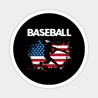 American Flag Baseball Team Gift for Men Boys Girls Women Magnet